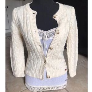 Y2k Hollister cream wool button up cardigan.